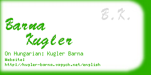 barna kugler business card